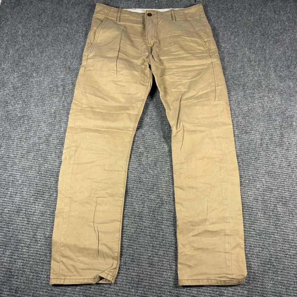 Levi's 556 Slim Straight Chino Pants Mens 31x30 Khaki Excellent Button Fly Flap
